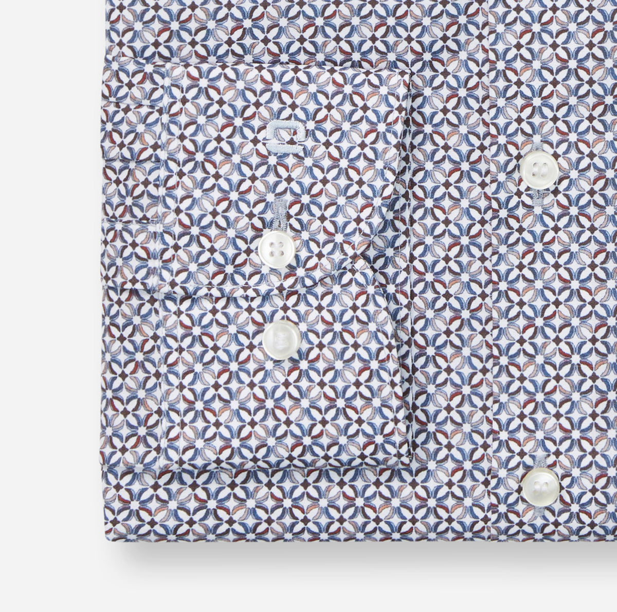 Olymp Blue Beige Print Shirt 2094 84 00