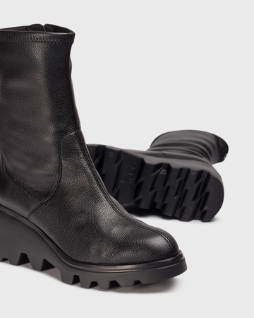 Wonders Wedge Leather Boot Black G 7017&nbsp;