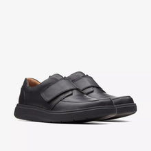 Load image into Gallery viewer, Clarks | Wide H Fit Smooth Leather Velcro Shoes in Black | Un Abode strap