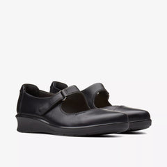 Clarks Hope Henley Ladies Black Leather Velcro Shoe Donnellans