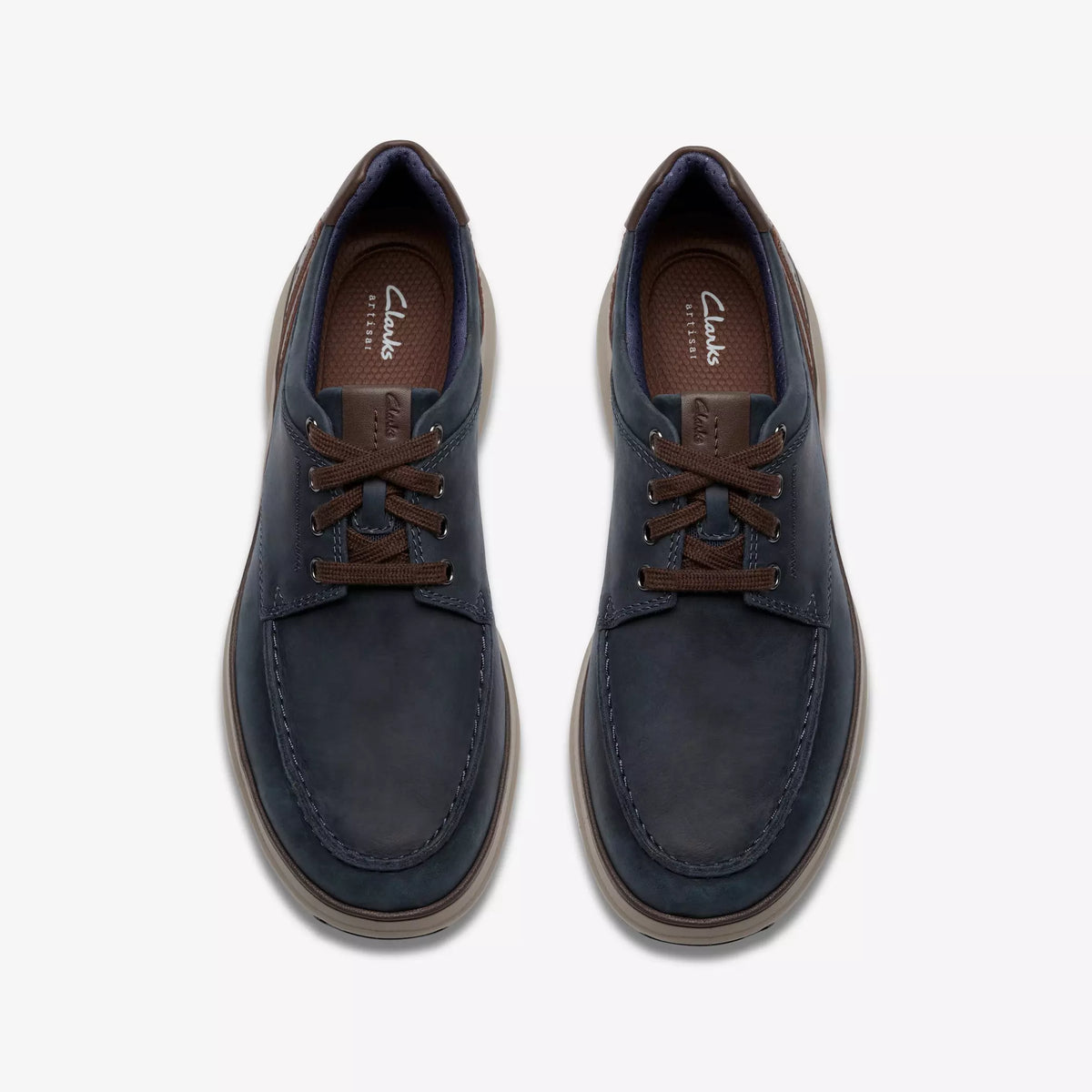 Clarks Leather Shoe in Navy Mullan Moc
