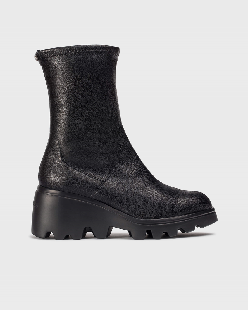 Wonders Wedge Leather Boot Black G 7017 