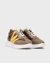 Load image into Gallery viewer, Wonders Wedge Trainers in Taupe/Yellow A-2476