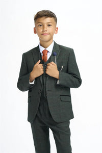 Cavani Caridi Olive Green 3 Piece Boys Suit