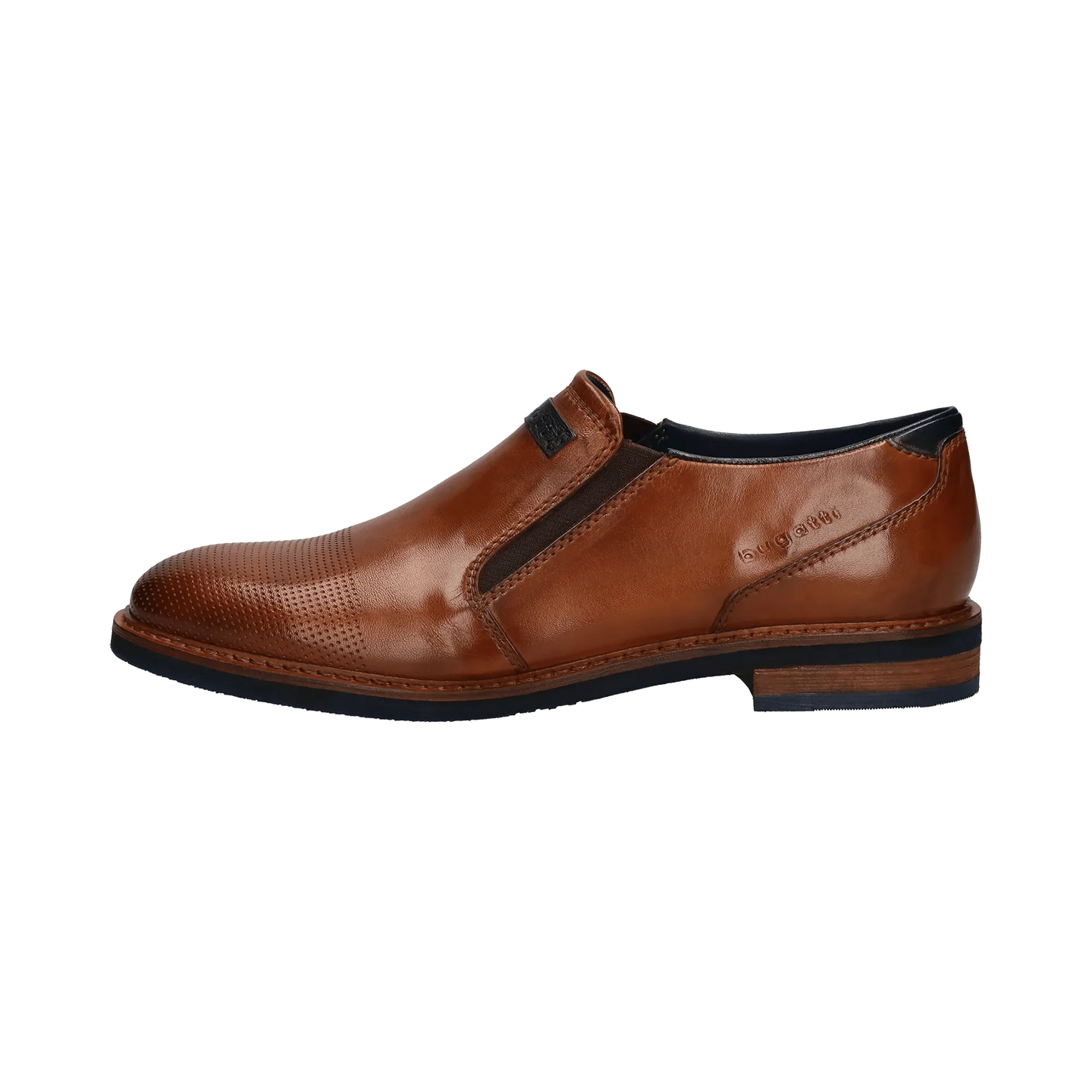 Bugatti | Slip On Formal Shoe in Cognac Brown with Punched Upper Detailing | 311 aes60 4100 6300