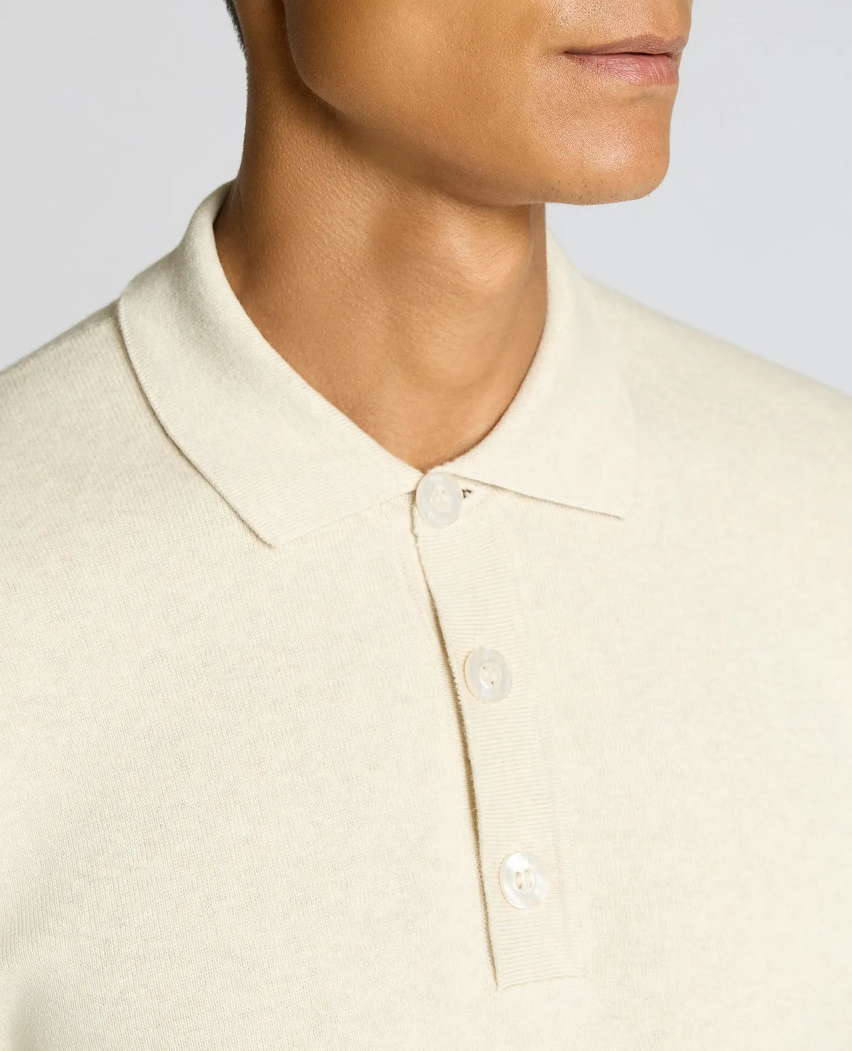 Remus Uomo Stone Beige Long Sleeve Polo 58690 91