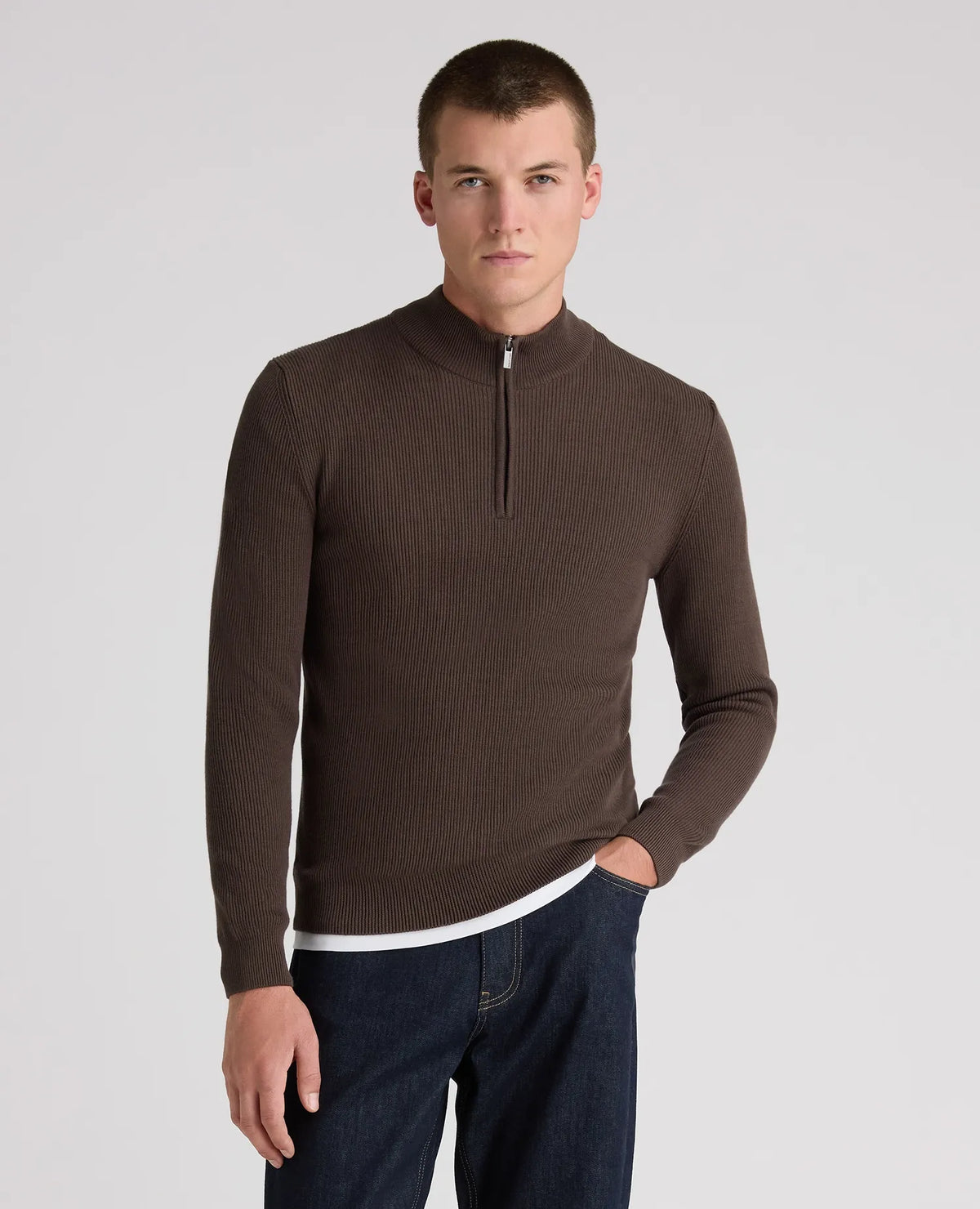 Remus Uomo Brown Zip Knit 58890 47