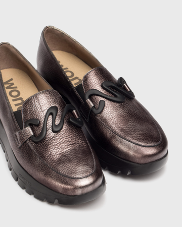 Wonders Patent Wedge Plum / Black A-2494&nbsp;