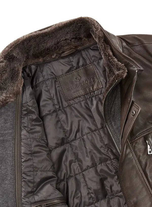Milestone Brown Leather Jacket Bernardo 29