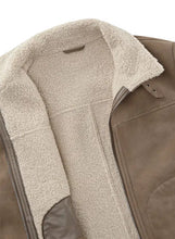 Load image into Gallery viewer, Milestone | Straight Cut Goatskin Suede Leather Jacket in Beige with Faux Fur Inside | Camino 73