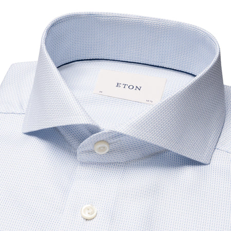 Eton | Slim Fit Light Blue Shirt with Fabric Detailing | 100013146 23
