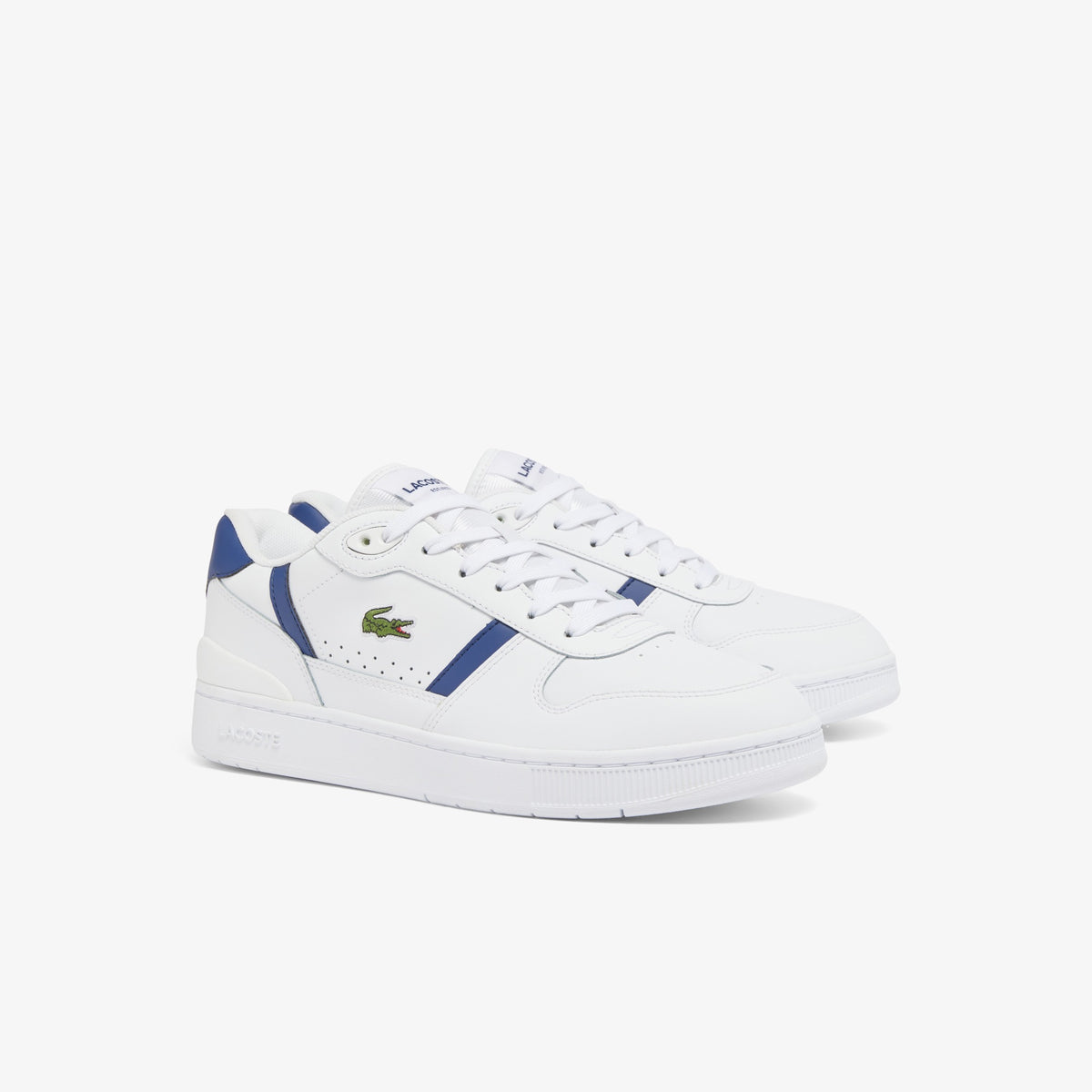 Lacoste White Blue Leather Trainers 48SMA0031 042