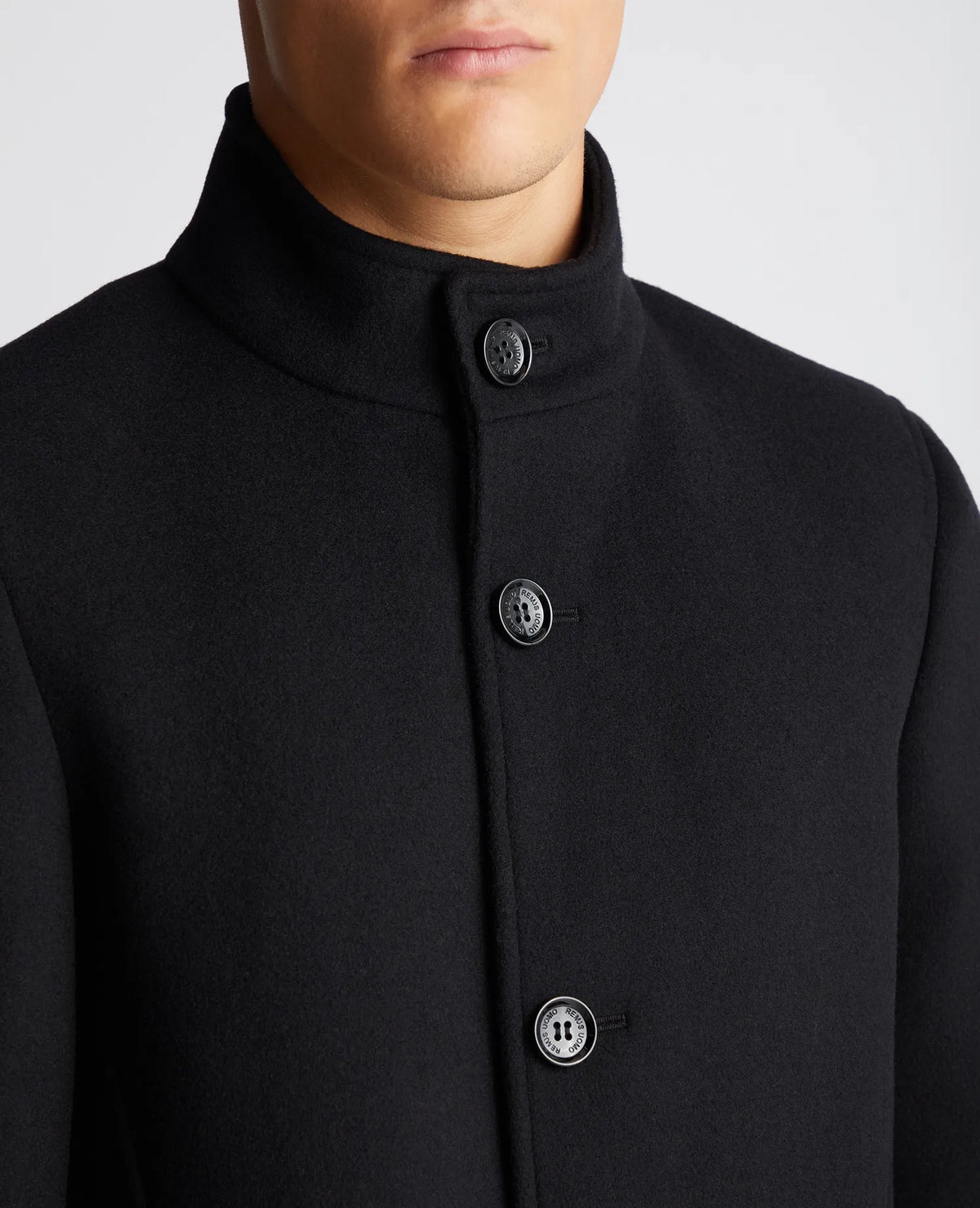 Remus Uomo Jonah Black Wool Coat 90374 00