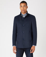 Load image into Gallery viewer, Remus Uomo 90410 78 | Jonah Tapered Fit Wool Cashmere Blend Coat in Herringbone Blue