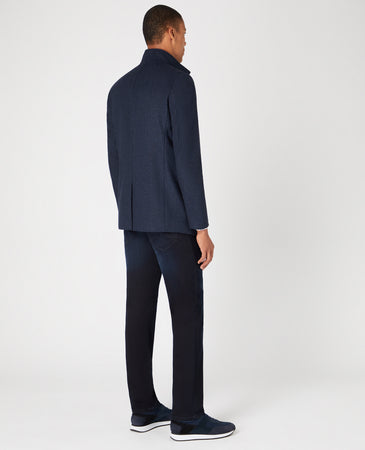 Remus Uomo 90410 78 | Jonah Tapered Fit Wool Cashmere Blend Coat in Herringbone Blue