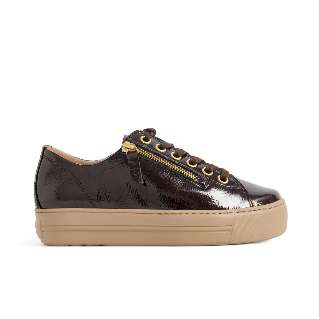 Paul Green Brown Patent Trainers 5006