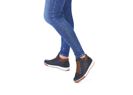 Ara | High Top Trainer Boots in Navy & Nuts | 12.24499.92