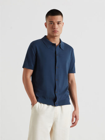 Farah Full Button Polo Sea Blue F4GMG018 416
