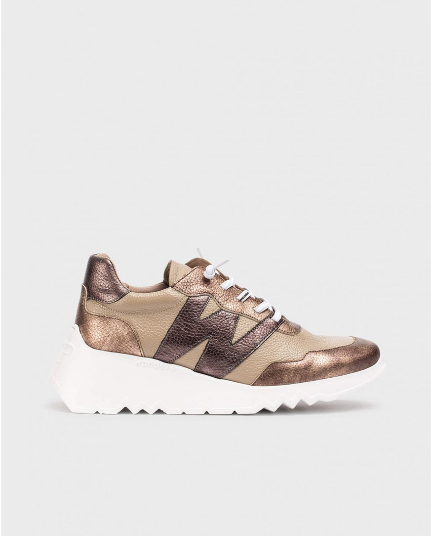 Wonders Wedge Trainers Taupe E-6760