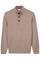 Thomas Maine Taupe Zip &amp; Button Knit 6284TM900 83