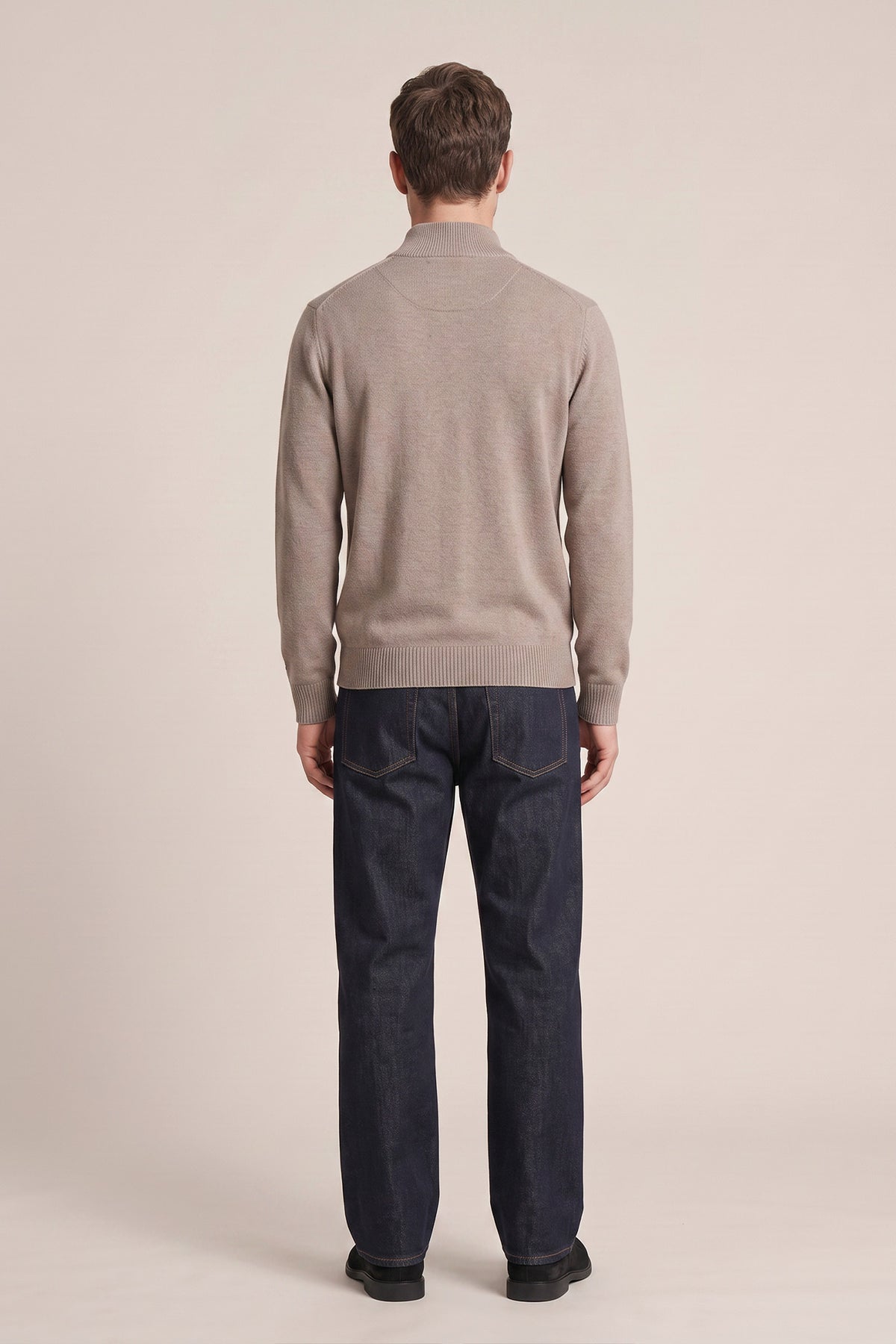 Thomas Maine Taupe Zip &amp; Button Knit 6284TM900 83