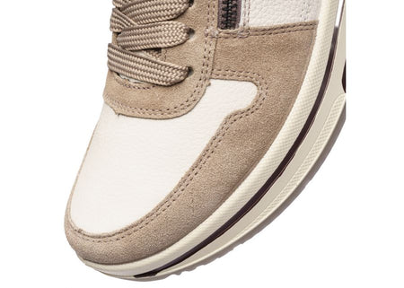 Ara | Sapporo Wide H Fit Lace & Zip Trainers in Beige & Cream | 12.27540.95