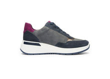 Load image into Gallery viewer, Ara Navy Grey Wedge Trainers 12.57702.22