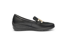 Load image into Gallery viewer, Ara Black Wedge Wide Shoe 12.50609.01