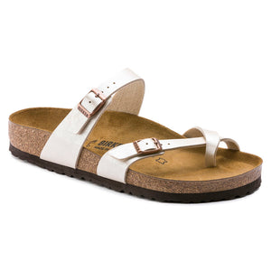 Birkenstock Mayari | Toe Loop Leather Sandals in Graceful Pearl White