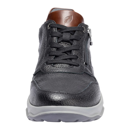 Waldlaufer | Mens Wide H Fit Shoe in Black with Cognac Heel Contrast | 718007 594