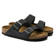 Load image into Gallery viewer, Birkenstock 0752483 | Arizona Natural Oiled Leather Soft Bed Sandals in Black