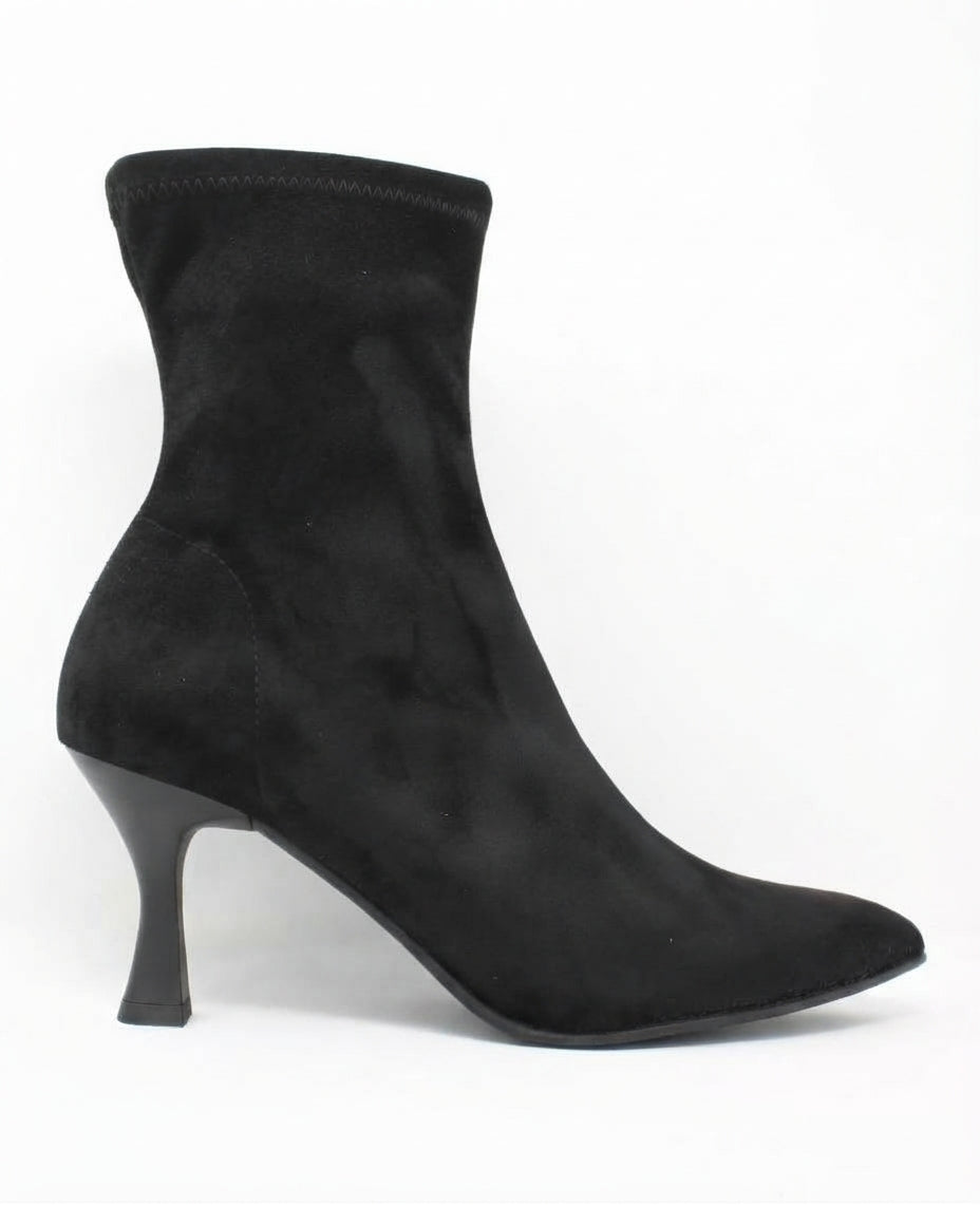 Miss Elastic Black Suede Slip On Boots 78042 05 Ante Str