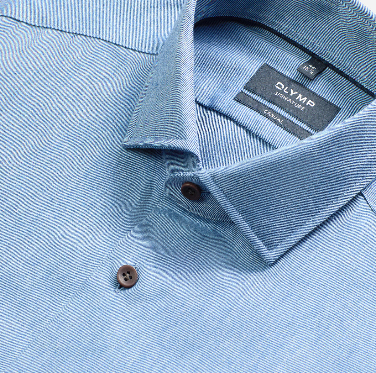 Olymp Signature Soft Flannel Shirt in Blue 8505 44 11