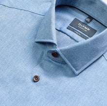 Load image into Gallery viewer, Olymp Signature Soft Flannel Shirt in Blue 8505 44 11