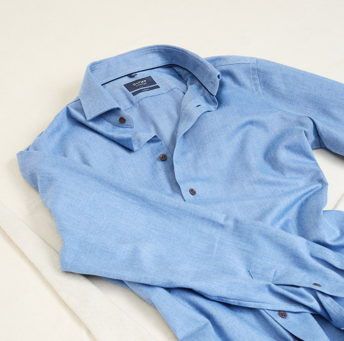 Olymp Signature Soft Flannel Shirt in Blue 8505 44 11