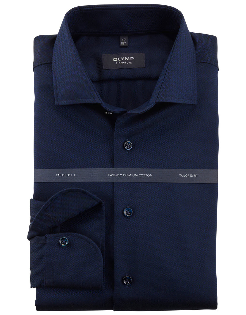 Olymp Signature 8517 44 14 | Premium Cotton Tailored Fit Shirt in Navy