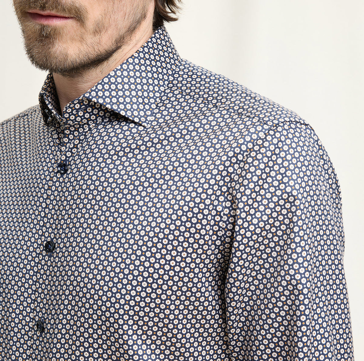 Olymp Signature Beige Printed Shirt 8522 84 14