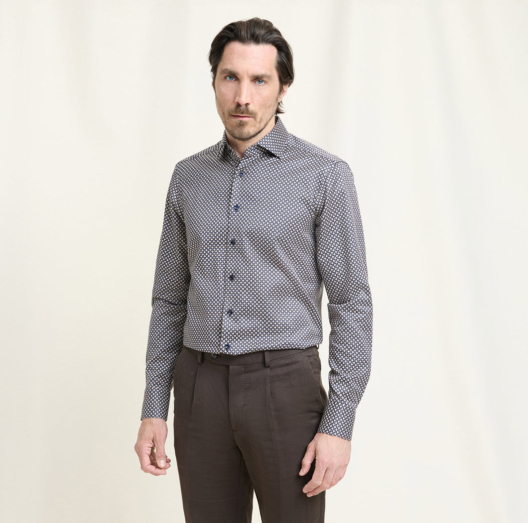 Olymp Signature Beige Printed Shirt 8522 84 14