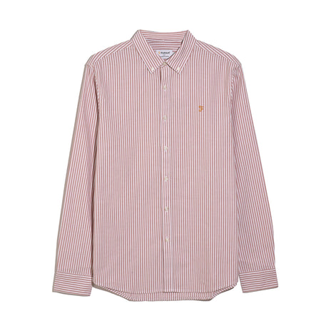 Farah Brewer Striped Shirt Coral F4WSB070 611