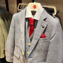 Load image into Gallery viewer, One Varones | Boys Blue Blazer with Subtle Check Detailing | 10-04101 78