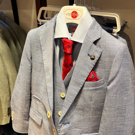 One Varones | Boys Blue Blazer with Subtle Check Detailing | 10-04101 78