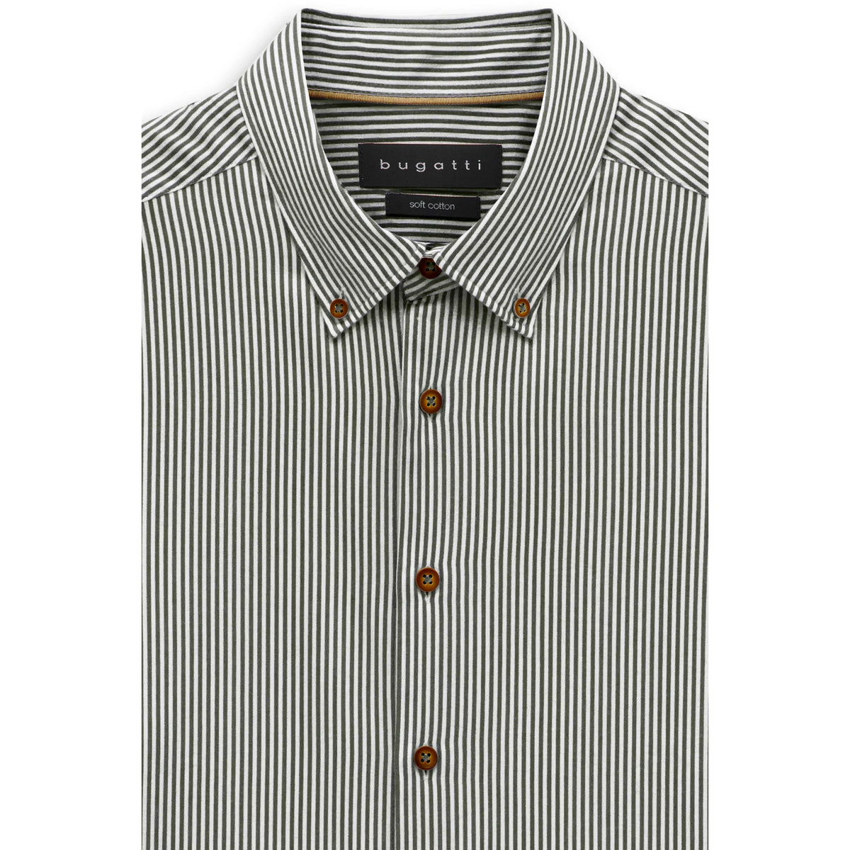 Bugatti Striped Olive Green Shirt 9350 28507f 180