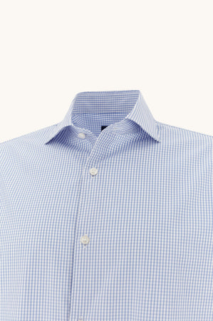 Paul Shark Light Blue Gingham Shirt 99313010 s58