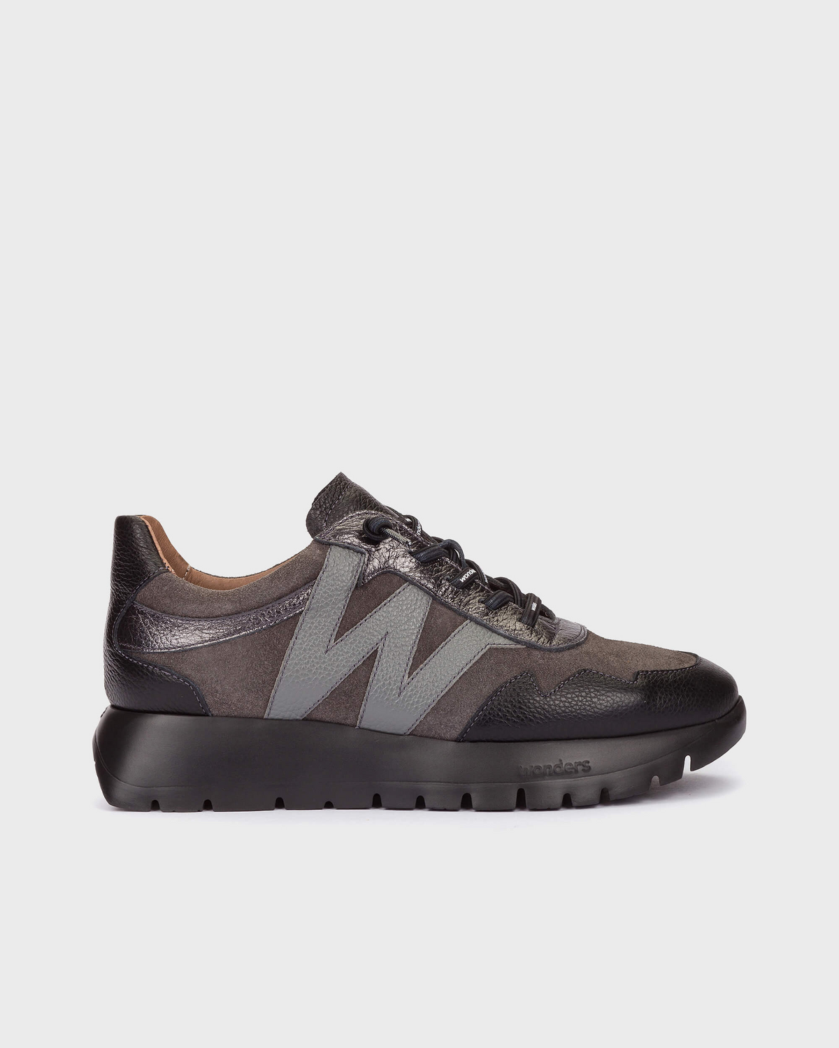 Wonders Black Grey Trainers A-24110 Negro