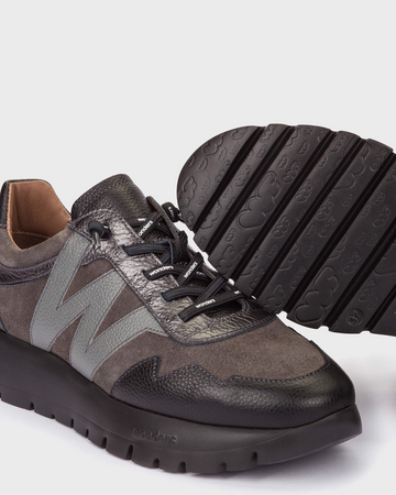 Wonders Black Grey Trainers A-24110 Negro