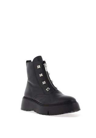 Wonders Black Leather Boots A 9301