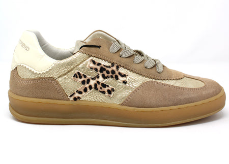 Another Trend Gold, Beige &amp; Leopard Trainers A032 Platino