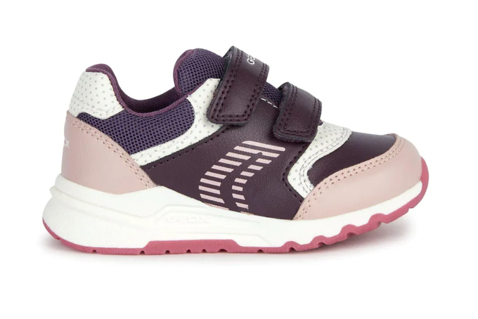 Geox B264XA Girls Double Velcro Trainers in Dark Rose with Toe