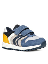 Load image into Gallery viewer, Geox | Boys Alben Velcro Shoe in Jeans Blue &amp; Yellow | B453CA