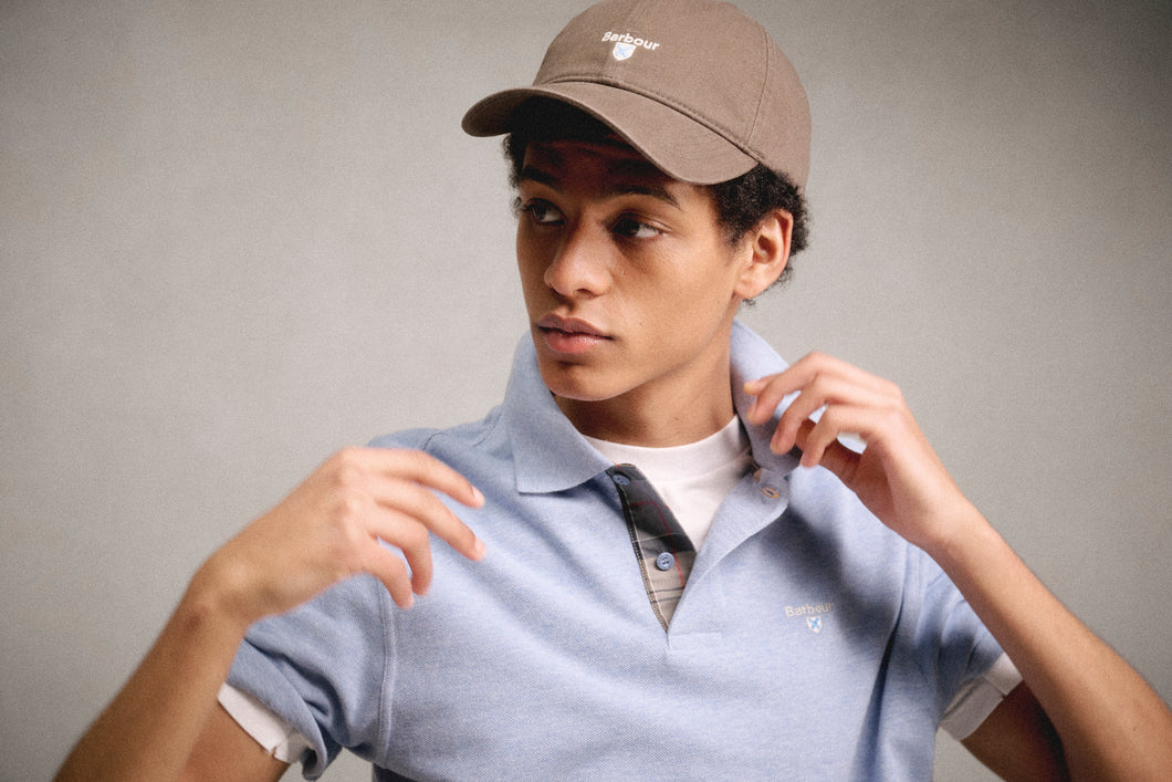Barbour | Tartan Pique Polo Shirt in Sky Blue Marl | MML0012 bl55